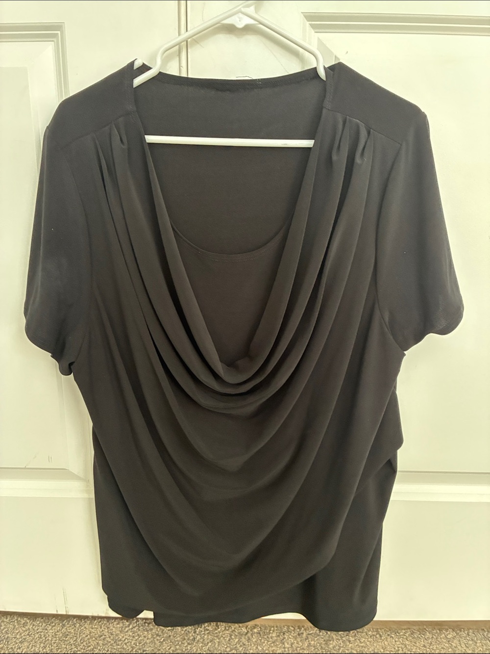 Dress Barn Black Draped Cowl Neck Blouse